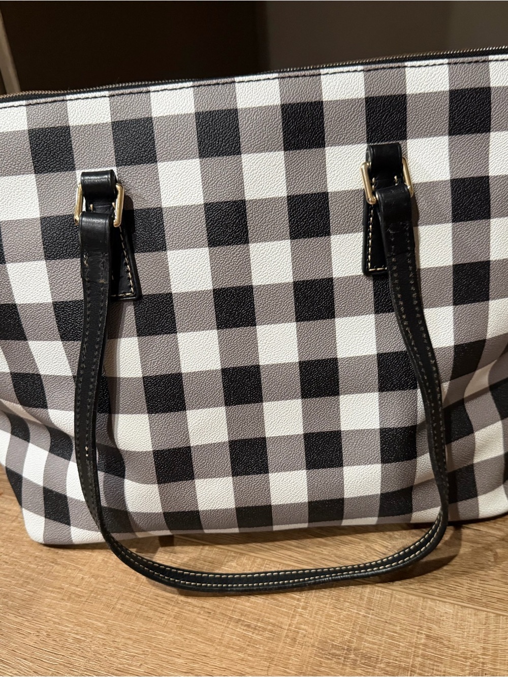 Dooney & Bourke Black and White Gingham Tote - Picture 4 of 6